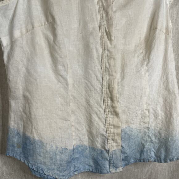 Tweeds Women’s Top 100% LINEN - Cap Sleeve, Collared,Button Up - Size M *Unique* - Picture 3 of 6